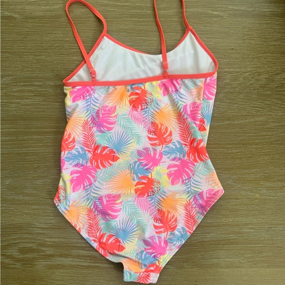 Juicy Couture girls colorful palm print design one piece swimsuit size 11 12 - Picture 2 of 3
